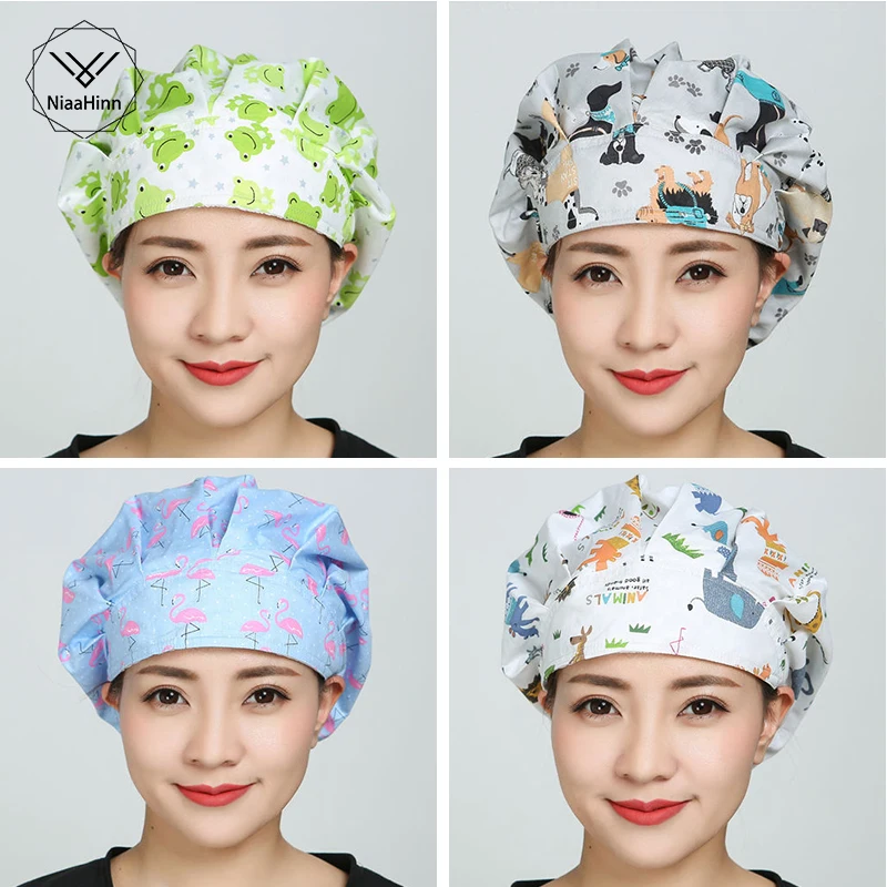 

Women Surgical Caps Doctor Nurse Medical Cap Hospital Laser Eye Surgical caps Medical cap print Women fluffy for long hair New
