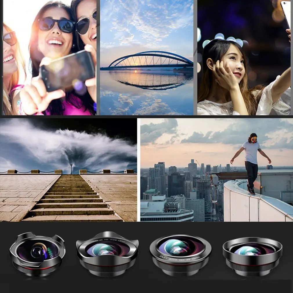 

Hd Wide Angle 18Mm Professional Optical 4K Distortion Free Slr External Universal Mobile Phone Lens for iphone Samsung xiaomi
