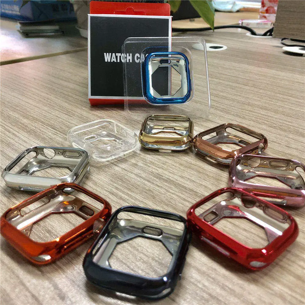 

Colorful Slim Watch Cover For Apple Watch Case 5 4 40MM 44MM Soft Plating TPU Frame Shockproof Scratchproof Watch Protector