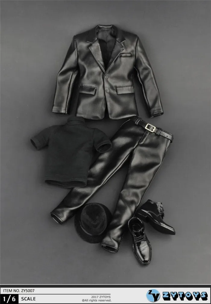 

1/6 Scale ZYTOYS ZY5007 Men's black leather clothes suit model for 12'' soldier action figure