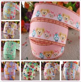 

18102506, 1" 25mm 5 yards cute animals printed grosgrain ribbons DIY hair bows handmade materials