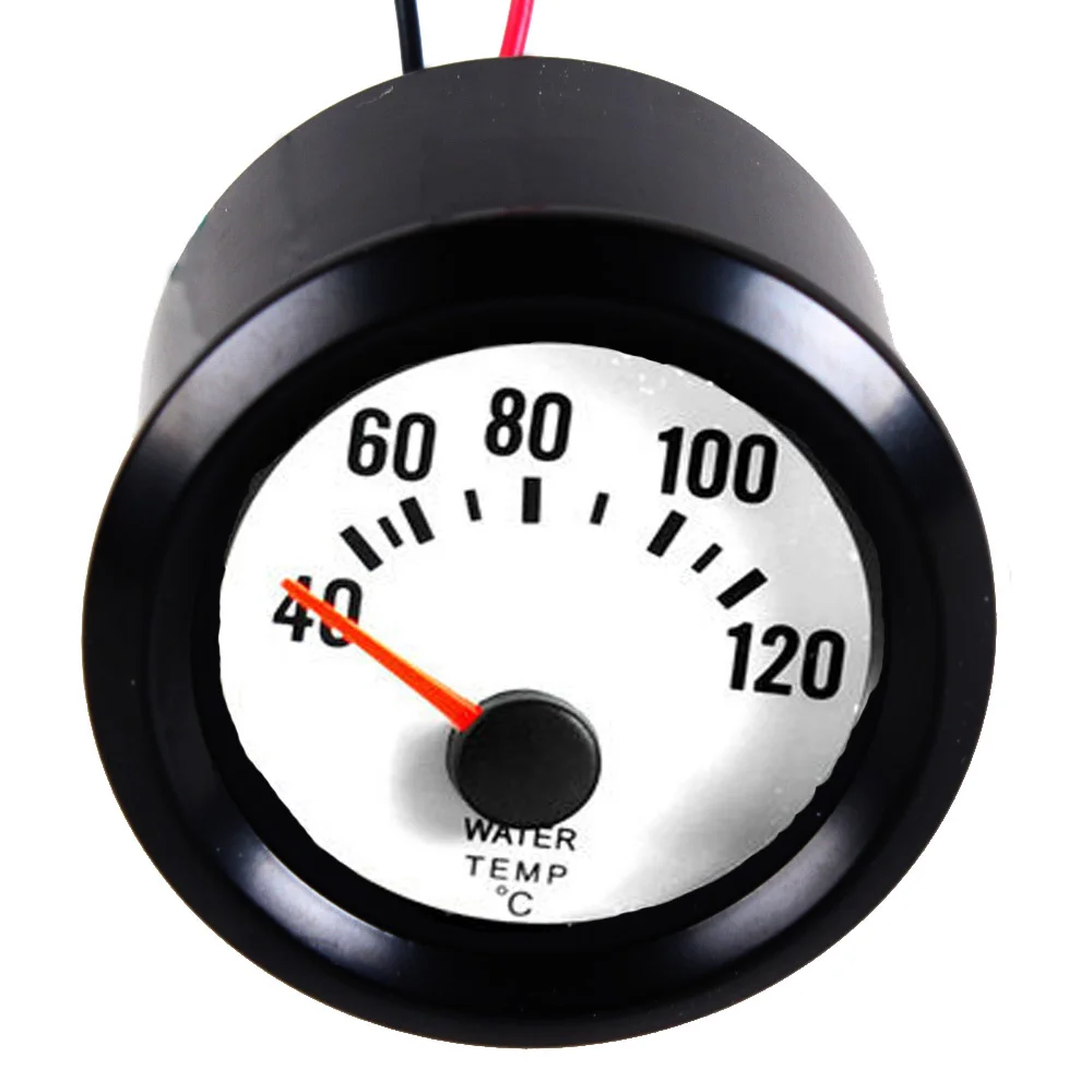EE support New Black Shell White Dial 2" 52mm Car Auto Water Temp Gauge