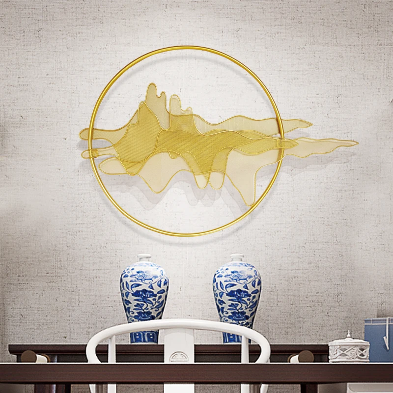  Chinese Wrought Iron Fake Water Mountain Wall Hanging Crafts Livingroom Bedroom Wall Decoration Pen - 33050481918