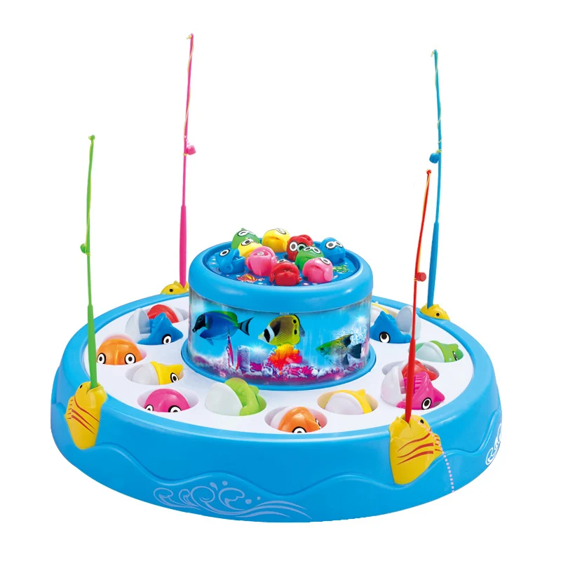 Children educational fishing toys set musical gifts electric rotating