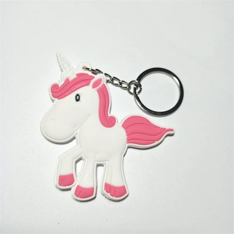 Kawaii Rainbow Unicorn Rhinestone Licorne PVC Keychain Figures Toys Cartoon Flying Horse Key Bag Pendant Dolls 10pcslot (6)