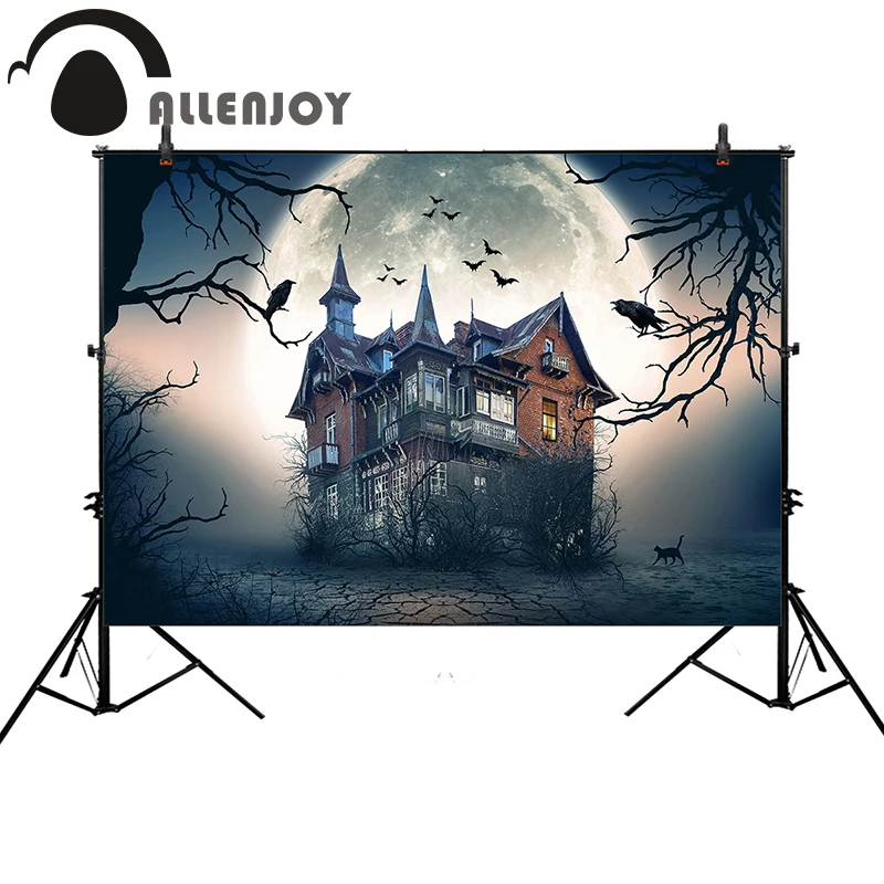 Allenjoy photo backdrops Halloween Magic house big moon tree crow professional background photocall printer customize | Электроника
