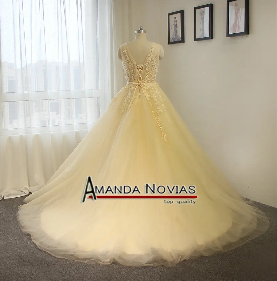 Кружевное Прозрачное платье цвета шампанского для свадьбы 2019|2016 new wedding dress|new