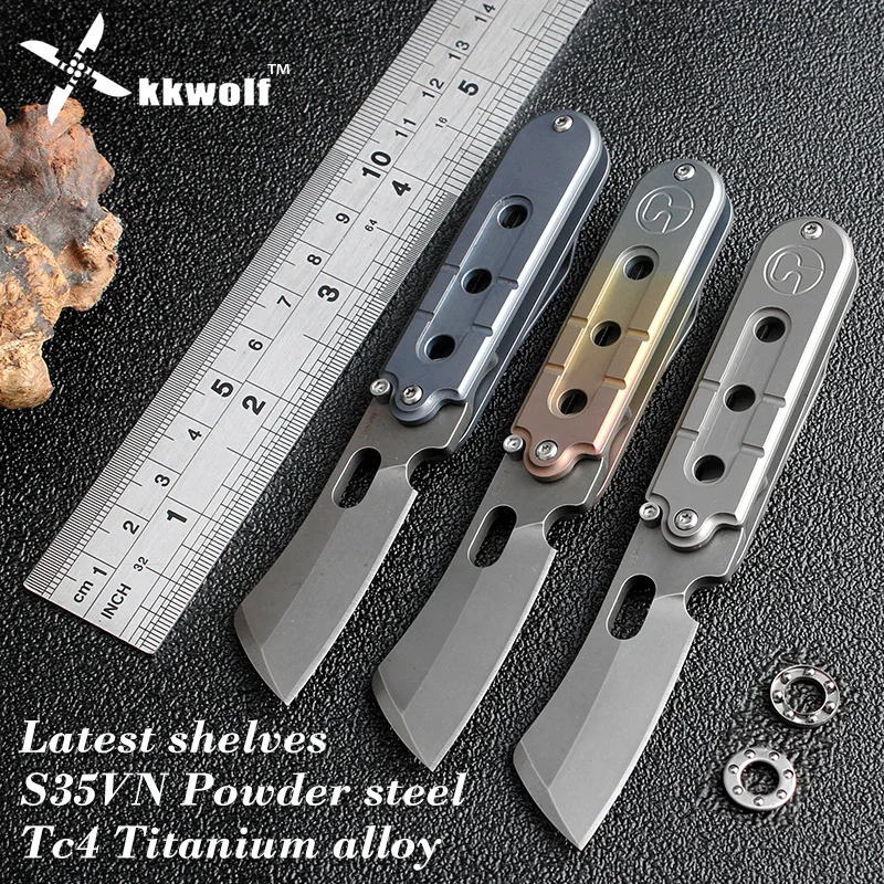 Продажа Kkwolf тактический складной нож S35VN лезвие Titanium Ручка Портативный брелок Карманный Нож Sharp кемпинг охотничий нож EDC инструменты