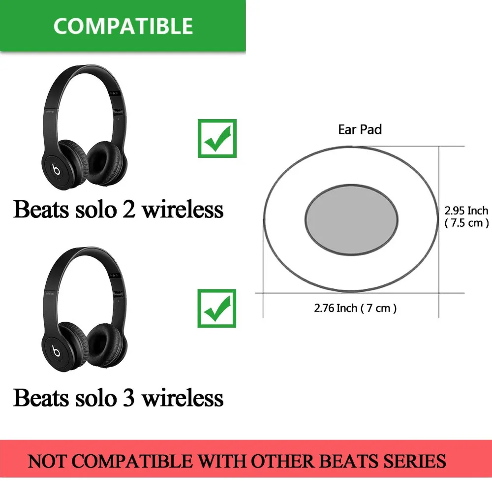 Beats Solo 2 0 3 0 Replacement Earpads JARMOR Memory Foam Ear Cushion Cover for Beats Solo 2 0 3 0 Wireless On Ear Headphon
