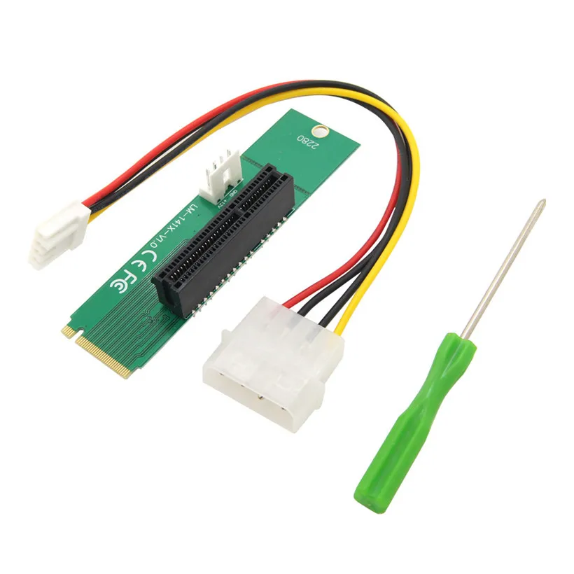 

PCI-E 4X Female To NGFF M.2 M Key Male Adapter Power Cable Converter Card drop shipping 0616