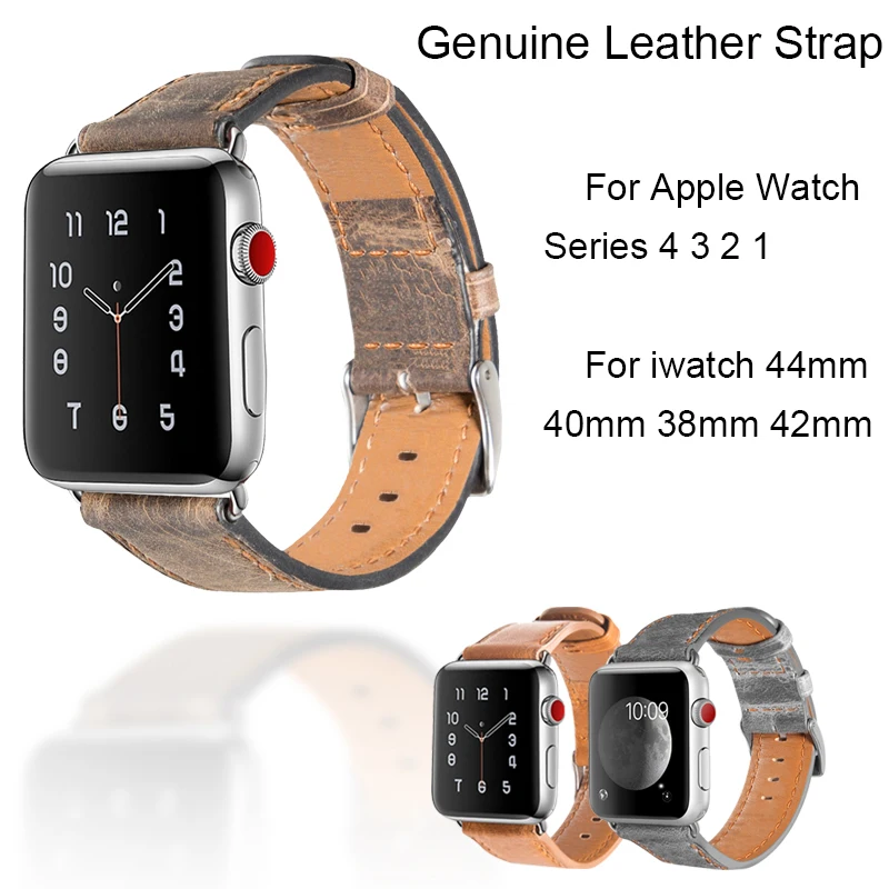 Кожаный ремешок для Apple Watch Series 4 3 2 1 винтажный iwatch 44 мм 40 38 42 сменный Браслет |