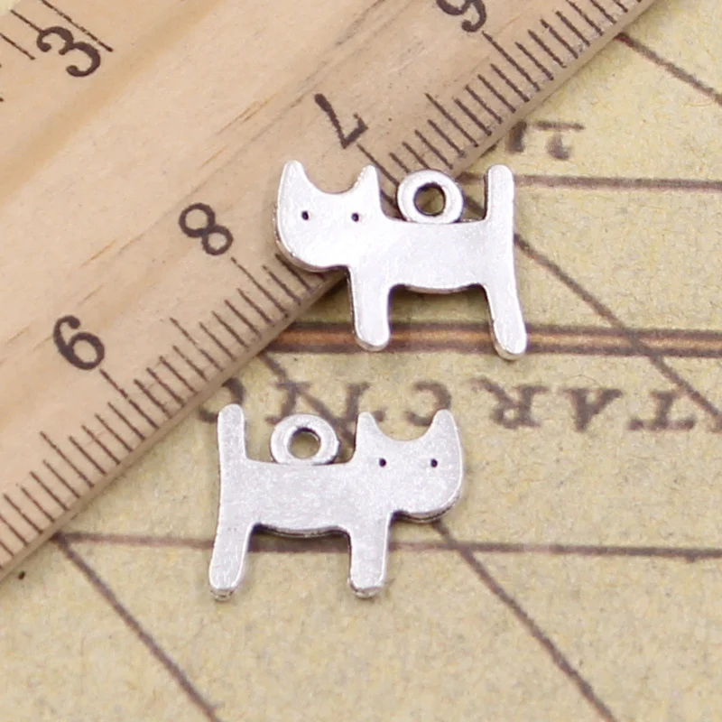 

20pcs/lot Charms double side cat 14x12mm Antique Silver Pendants Making DIY Handmade Tibetan Silver Finding Jewelry for Bracelet