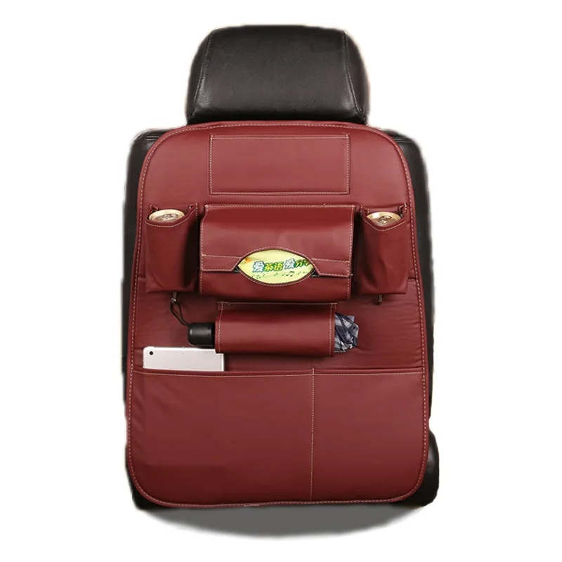 Автомобильная сумка для хранения на спинку сиденья, универсальная многофункциональная коробка для хранения из искусственной кожи, органайзер для уборки, карман, креативный стиль автомобиля - Название цвета: Красный