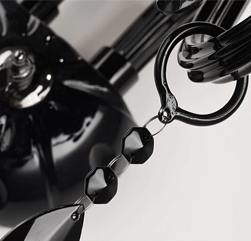 2 Lights Black Crystal Wall Lamps LED E14 Bulb Double Heads cristal Wall Lights Black Silk Fabric Lampshade Bedroom Lighting