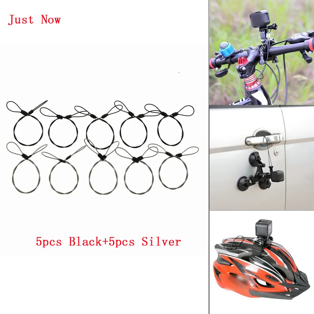 10PCS Stainless Steel Silver Black Safety 30cm 12in Tether Lanyard Strap for GoPro Hero 5 4