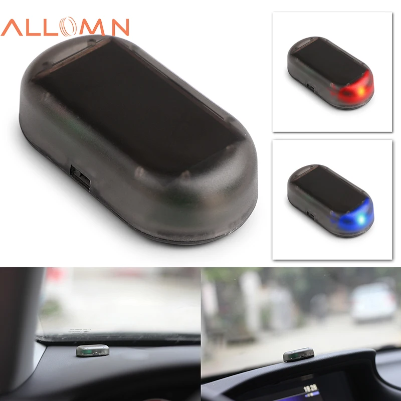 ALLOMN Car Fake Alarm LED Solar Light Security System Warning Anti Theft Flash Blinking Lamp