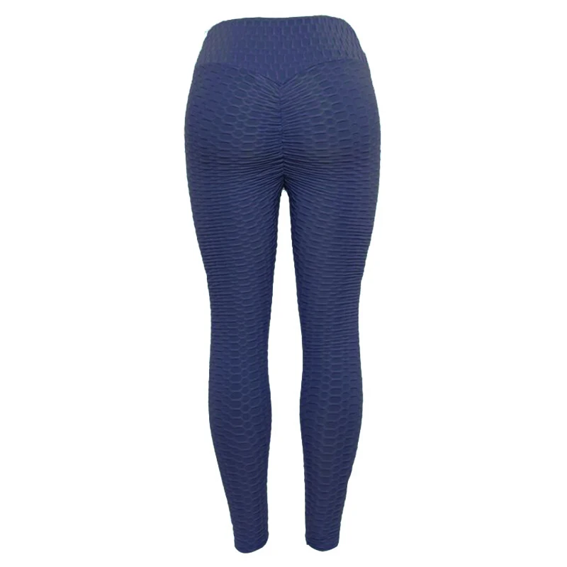Модные жаккардовые облегающие штаны для йоги с высокой талией, женские леггинсы с эффектом пуш-ап, женские летние однотонные леггинсы для занятий фитнесом - Цвет: dark blue