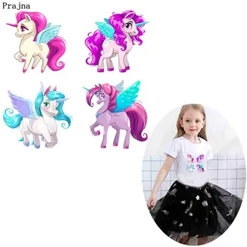 

Prajna Cartoon Unicorn Iron On Transfers Heat Transfer Thermal Stickers Ironing On Patches For Clothing Applique On T-shirt DIY