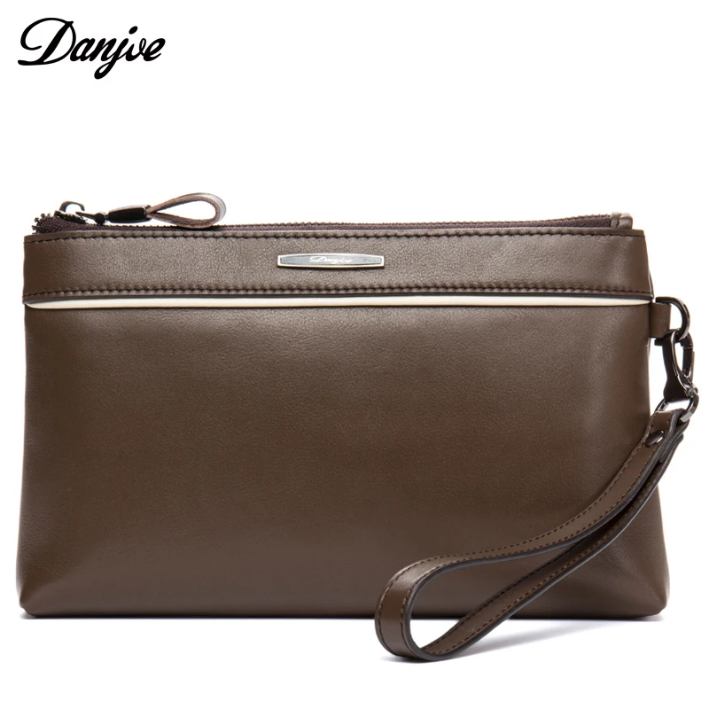 

DANJUE Genuine Leather Men Day Clutches Bag New Fashion Brand Luxury Handbag for Male Business Big Phone Money Bag Wallet Purses