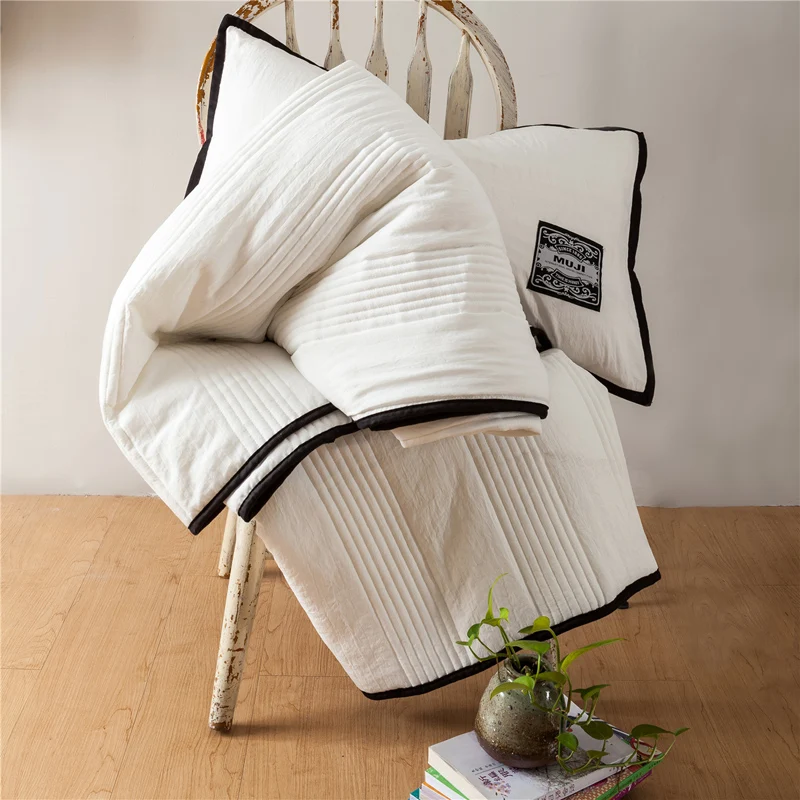 

White / Gray / Green Cotton Solid Color Pillowcase/Quilt 3PCS Bedding Set Duvet Cover Bed Linen Pillowcases Textiles Bedclothes