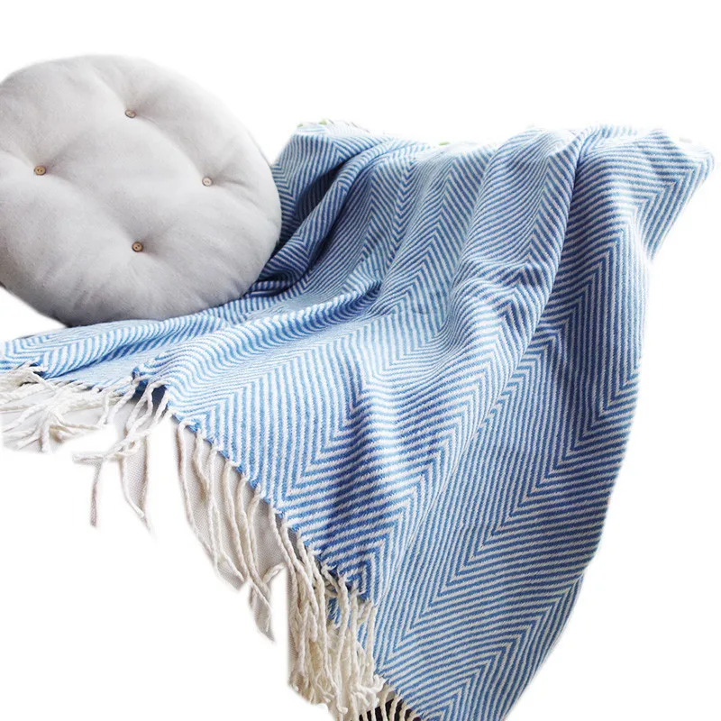 Роскошное шенилловое одеяло синий серый Диванный декоративный чехол Cobertor стеганое геометрическое одеяло s для кровати с бахромой