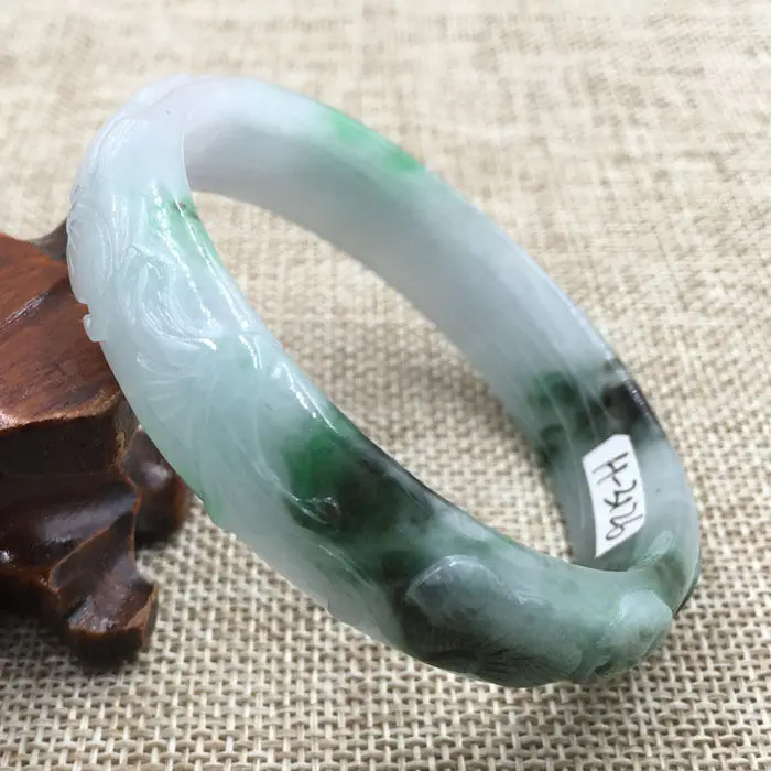 

Hot sell ->@@ A-3126 Vintage Chinese Hand-carved Green Jadeite Jade Gems Bracelet Bangle 60mm NEW -Top quality free shipping