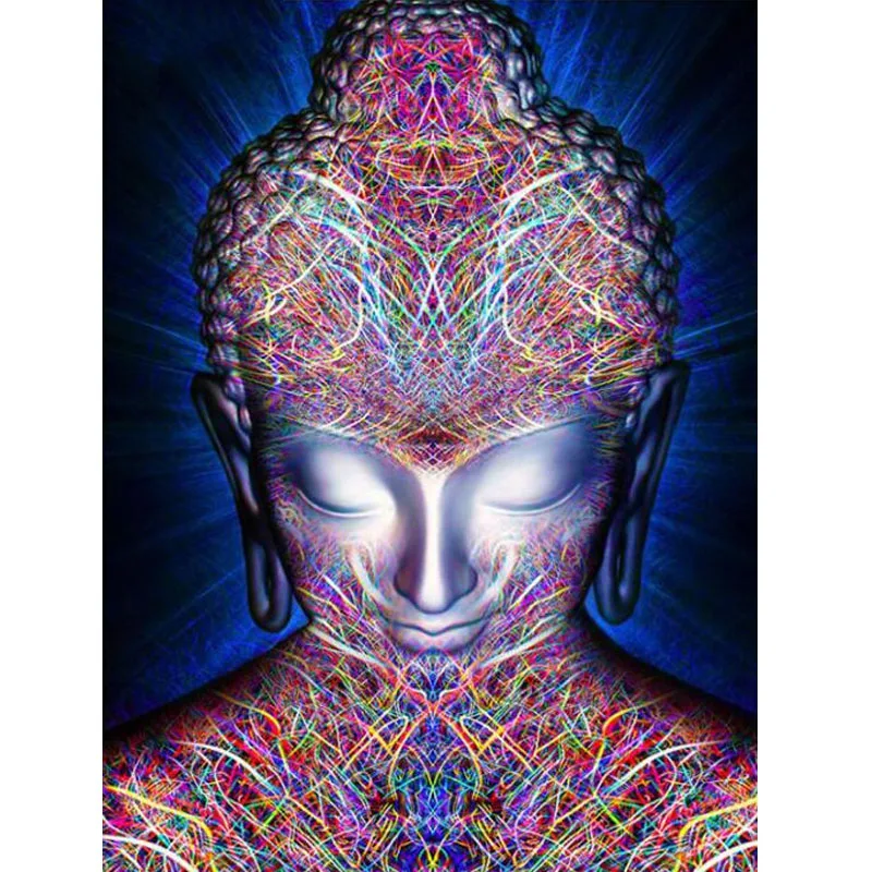 

Diamond Dots Kits 5D DIY Diamond Painting Colored Buddha Full Square Diamond Embroidery Pet Picture Mosaic Kits Paste Painting