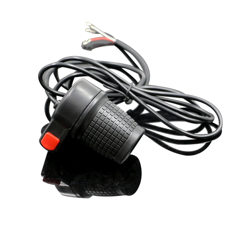 24 В 36 в 48 в электрический велосипед дроссельной заслонки половина газа дроссельной заслонки черный цвет с красным вкл/выкл светильник Руль Ручка контроллер провода разъем