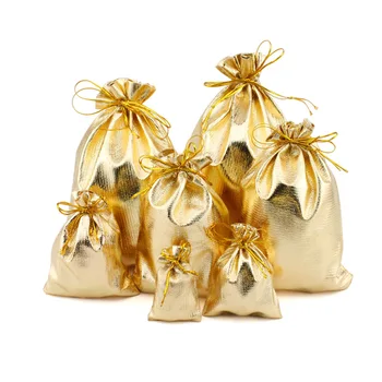 買取 20個ゴールド/シルバー色箔巾着キャンディギフトジュエリー結婚式クリスマスパーティーの装飾ギフト包装袋
