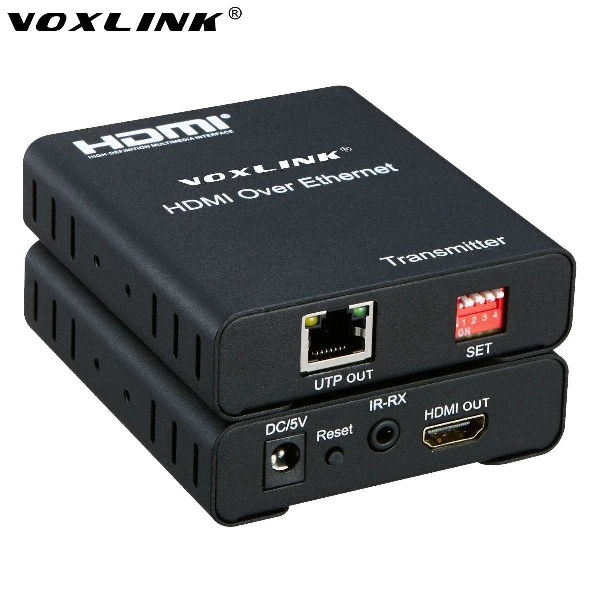 

VOXLINK 1080P HDMI Matrix HDMI Extender 120m over TCP/IP Cat5e/6 Ethernet Cable HDMI Transmitter/ Receiver WIth IR