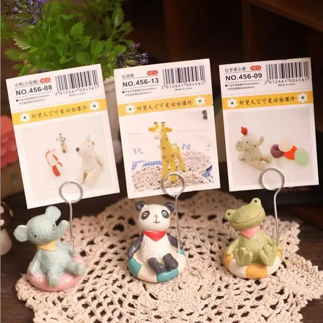 

Kawaii Cartoon Animal Photo Paper Clip Holder Desk Name Card Wedding Favors Place Card Memo Clip Note Holder Home Decoration