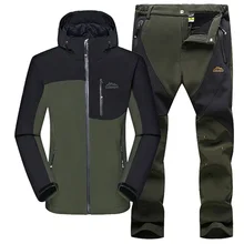 2016 outdoor mountain softshell jacket men hiking trekking pants camping sets sport windproof waterproof fleece suits