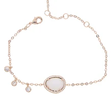 Модные новые брендовые дизайнерские женские туфли класса люкс с золотым покрытием Для женщин Большой украшения CZ кристалла Опаловый камень в форме овала браслет из бисера для девочек и женщин; обувь для ювелирных изделий