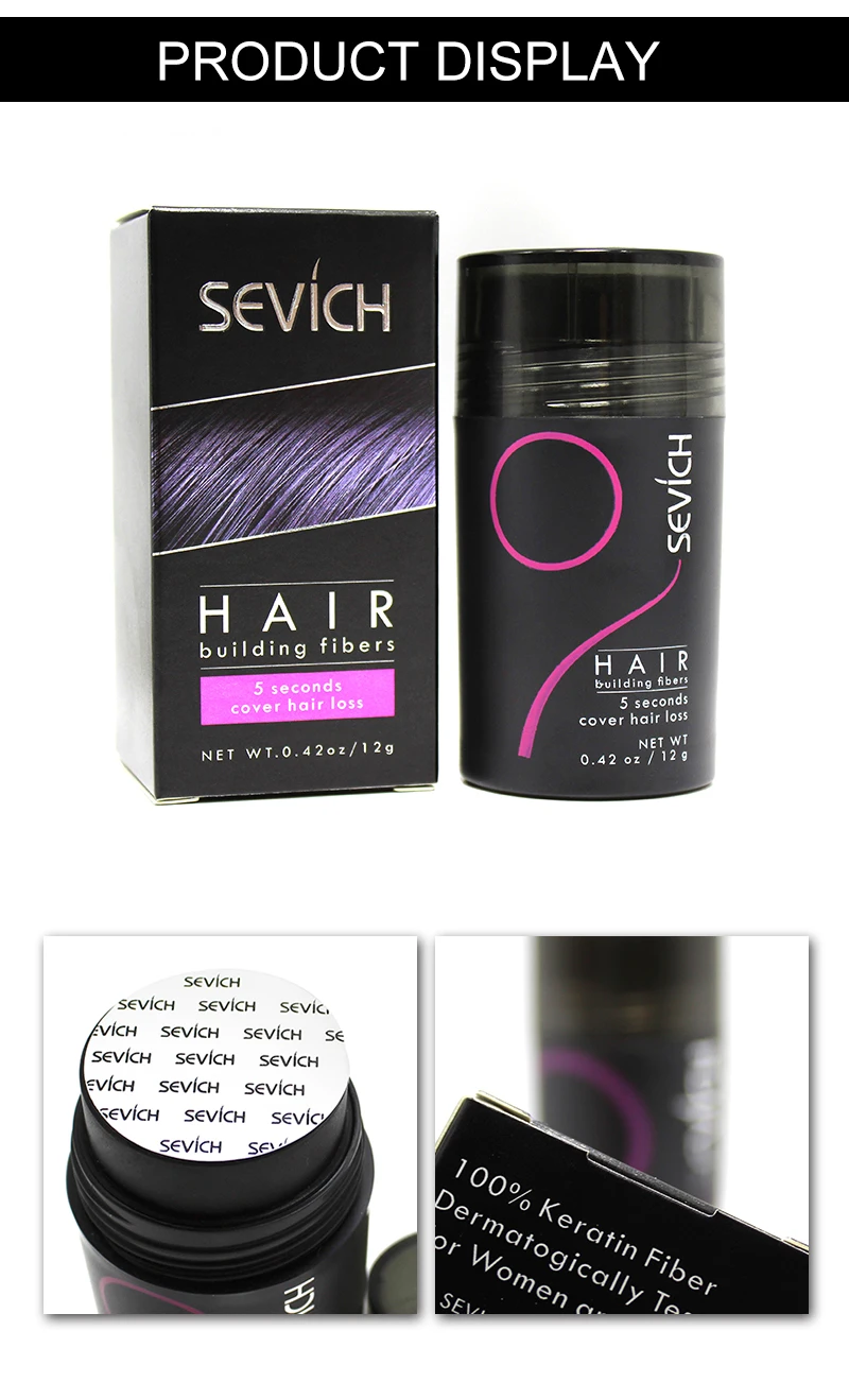Качественные мгновенные волокна для волос, порошок для тонких волос, уход за волосами, строительное утолщение, волокно для укладки волос SEVICH 12 г, 10 цветов