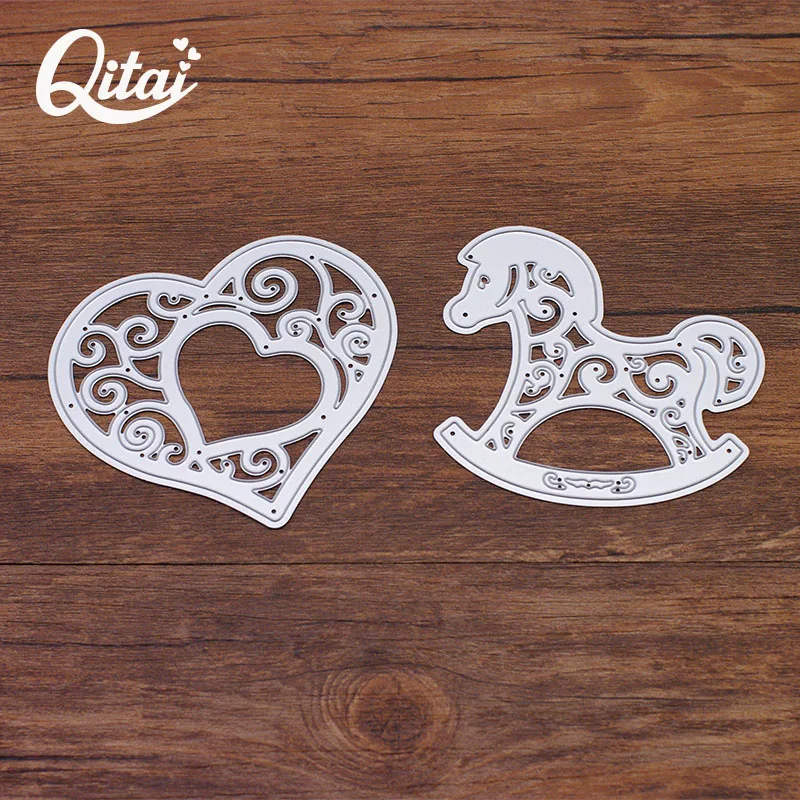 

QITAI 2pcs Tool Template Cutting Dies Scrapbooking DIY Trojan horse and love Creative Decorations Production High Quality D05
