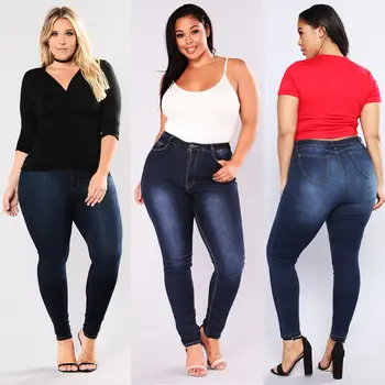 

2018 Hot Jeans Woman Plus Size 5XL High Waist Jeans Gradient Denim Ladies Jeans Femme Push Up Mom Jeans Flower Pants Elastic