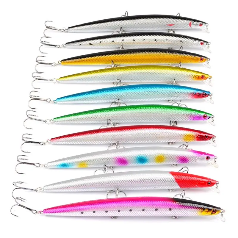 

10Pcs / set 18cm 26g Large scale lure minnow Sea fishing tackle Artificial hard bait hook Laser-lures