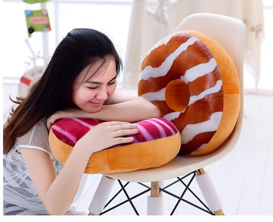 Simulation Donut shaped back cushion throw pillow 3D plush stuffed