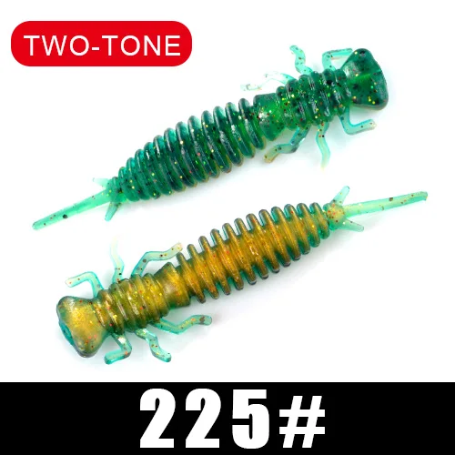 Larva Soft Lures 50mm 76mm 89mm Artificial Lures Fishing Worm Silicone Bass Pike Minnow Swimbait Jigging Plastic Baits - Color: 007