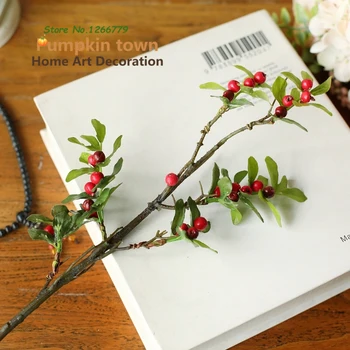 

NEW sell like hot cakes! Harvest fruit,green leaf colored berry artificial flower,rustic style artificial flowers shooting props