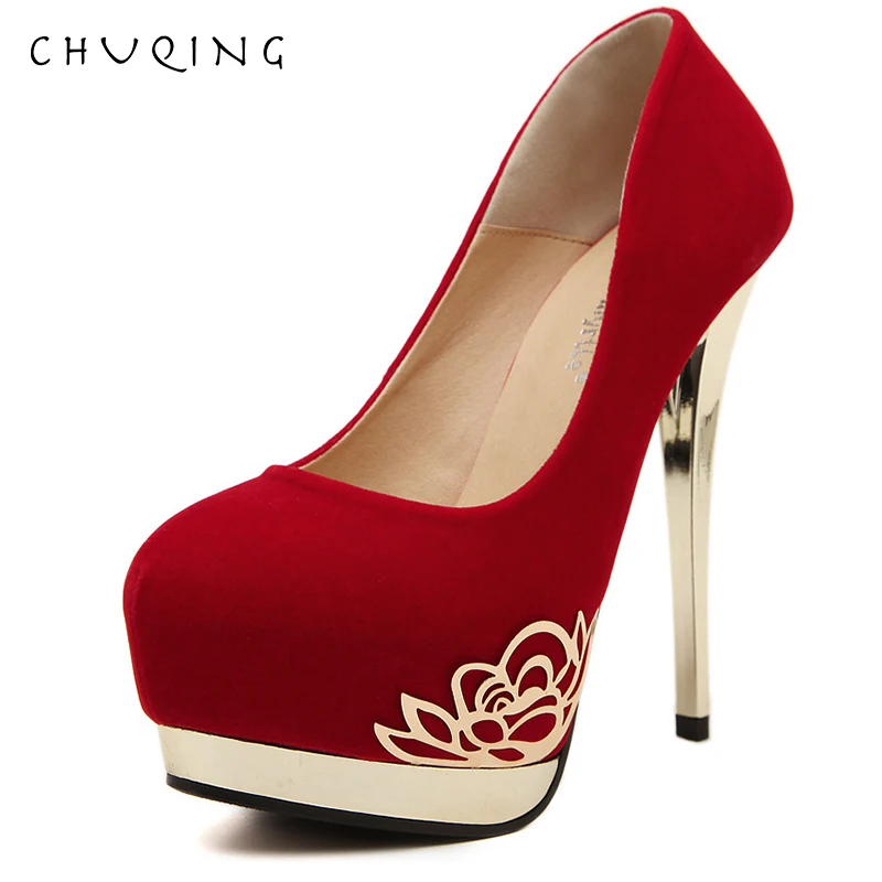

CHUQING 2019 Fashion Ladies High Heel Waterproof Platform Banquet High Heel Women's Shoes