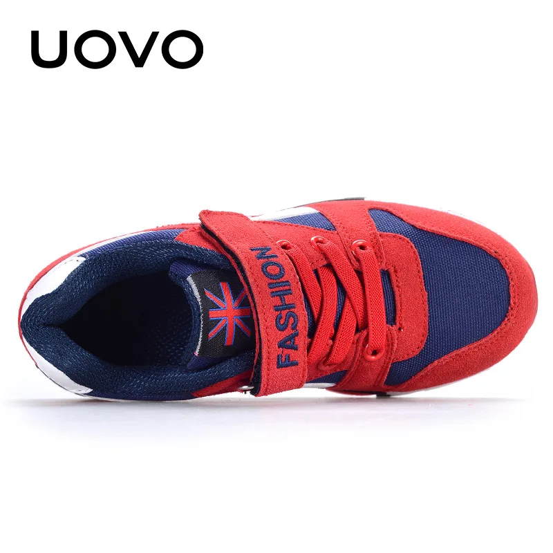 UOVO الربيع الخريف الفتيان أحذية رياضية أحذية الأطفال قماش صنع الإنسان الجلد المدبوغ الاطفال احذية الجري أزياء الاطفال الرياضة الأحذية حجم ...