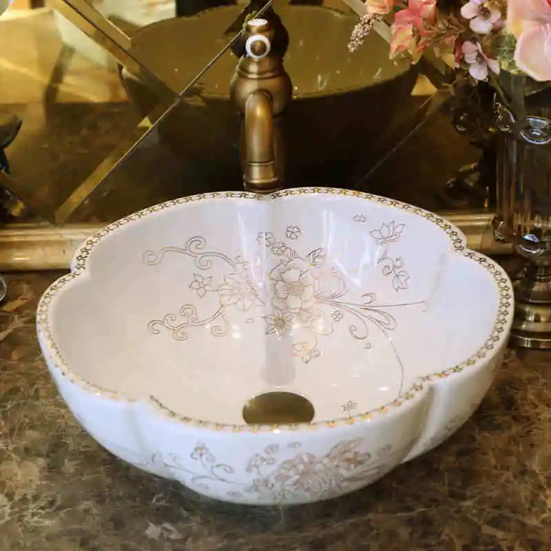 China Artistic Handmade Art Ceramic Wash Basin counter top ceramic washing basin Bathroom Sinks (2)