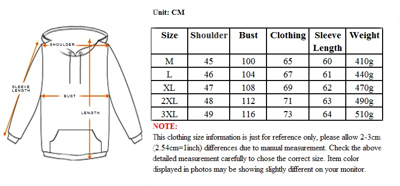 Size of Hoodies