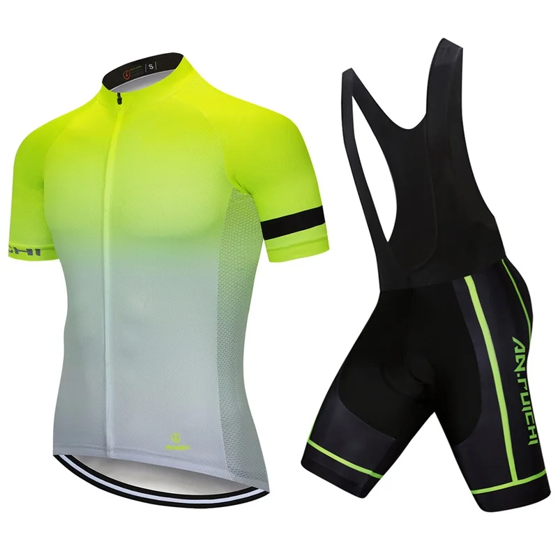 

Gradient Color Cycling Jersey Set Men Short Sleeve Riding Bicycle Cycling Clothing Men Bib Jerseys Customized/Wholesale Service