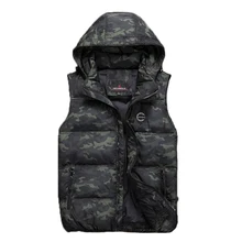 Мужское пуховое повседневное мешковатое пальто Брендовое осенне-зимнее классическое камуфляжное на молнии без рукавов с капюшоном мужской жилет утиный пух 4 цвета