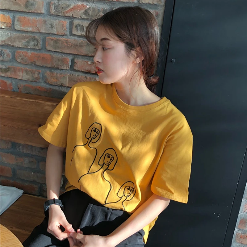 YouGeMan Spring Summer T-shirt Femme 2019 Korean Style Ulzzang Harajuku Bf Cartoon Lovely Short Sleeve T-shirts For Women Tees YouGeMan Spring Summer T-shirt Femme 2019 Korean Style Ulzzang Harajuku Bf Cartoon Lovely Short Sleeve T-shirts For Women Tees