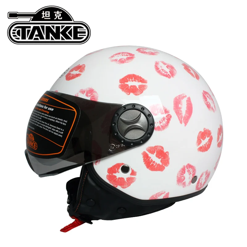 2016 nuevas de la llegada mujeres Vintage casco de moto scooter abierto de la cara de dibujos animados E bike medio casco ECE aprobado moto open|helmet crosshelmet for -