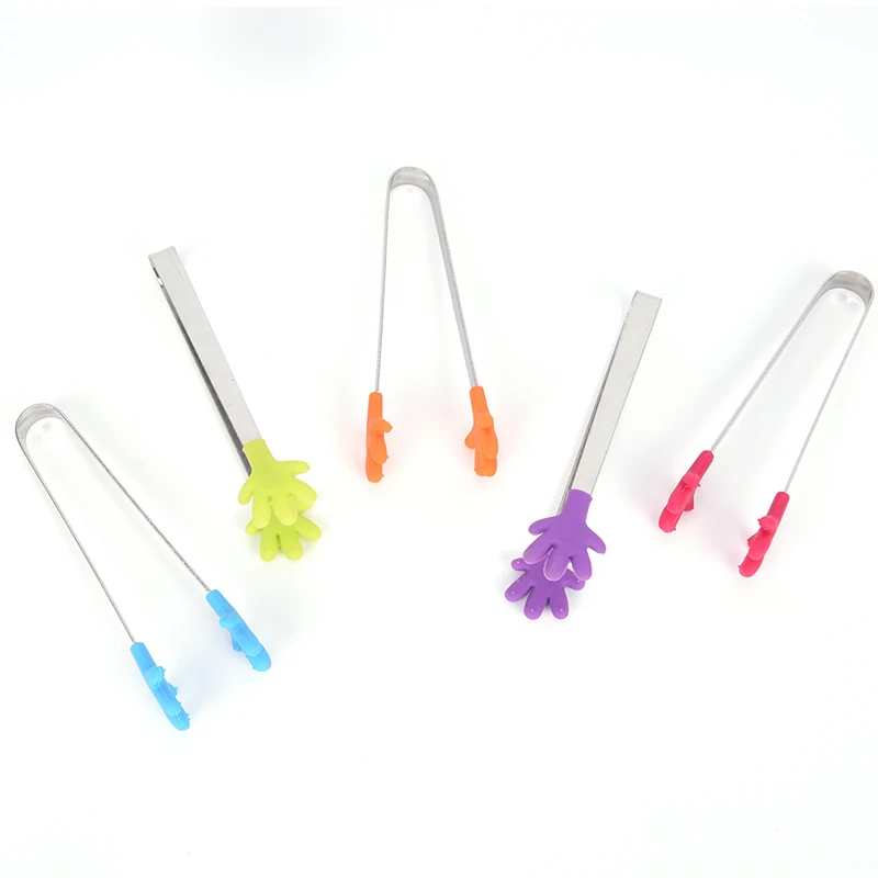 

1PC Stainless Steel Food Clip Hanging Hand Silicone Tongs Vegetable Fruit Salad Cake Clip Food Tongs Kitchen Tools