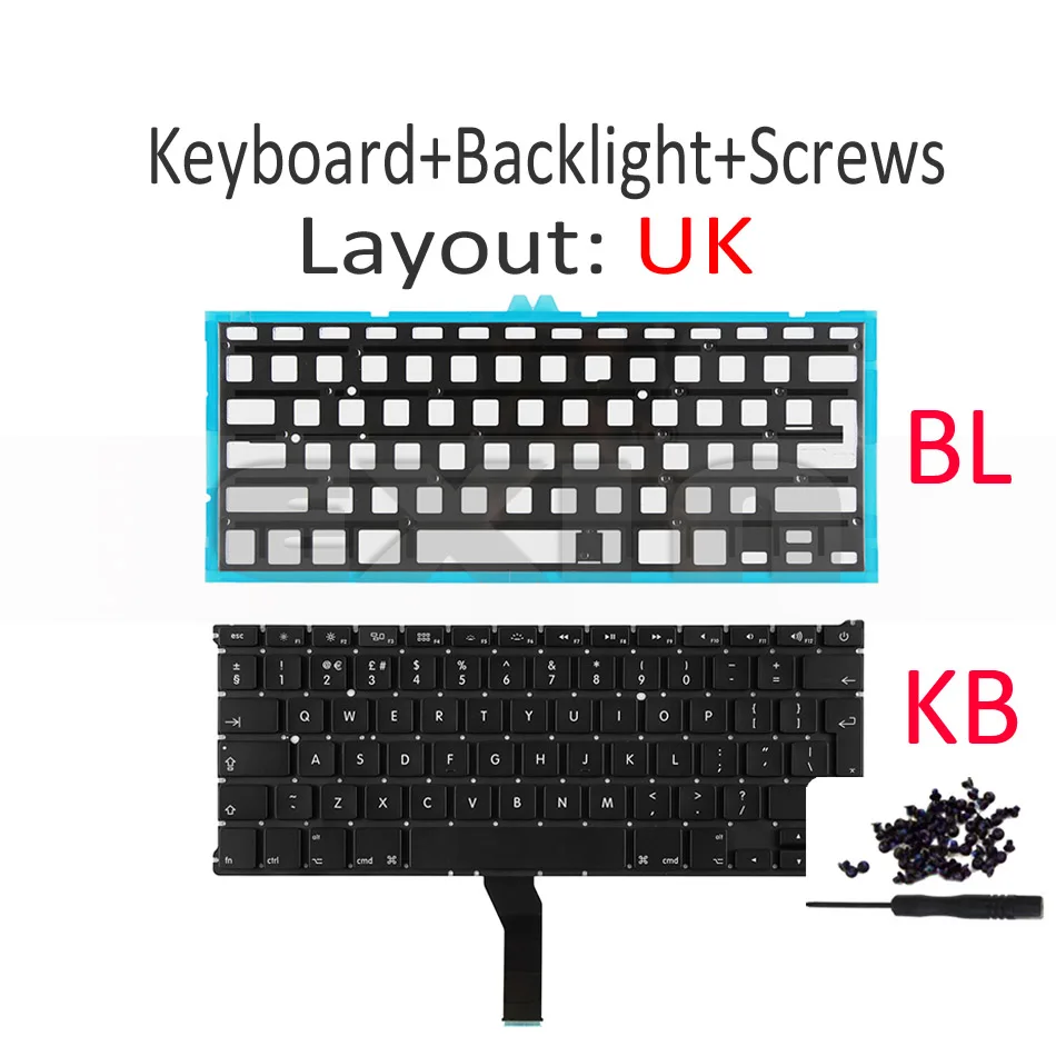 For Us Apple Macbook Air A1370-2010 Replacement Keyboard Keys Right Option